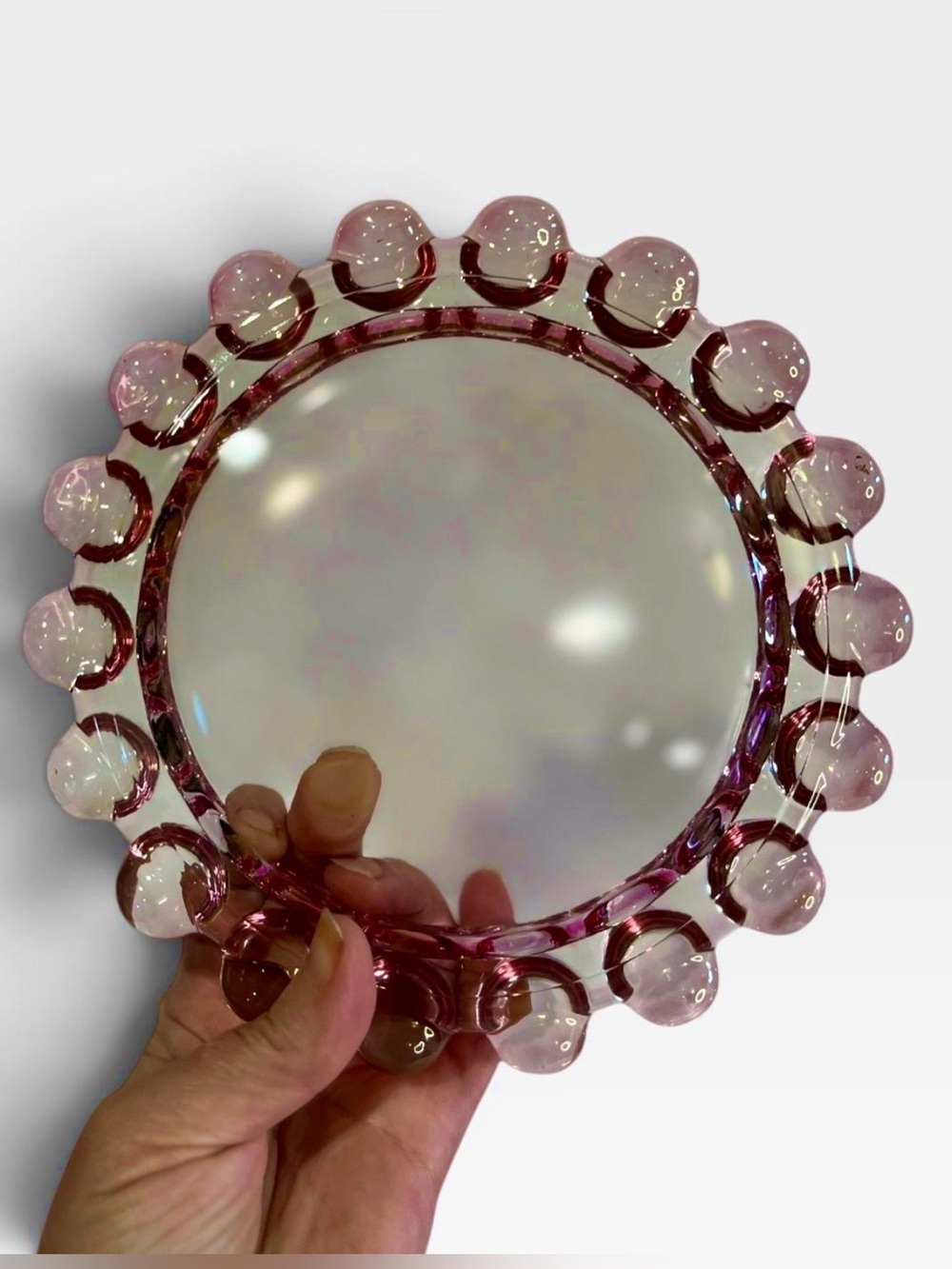 1960s Anchor Hocking Boopie Pink Glass Ashtray / trinket dish - large